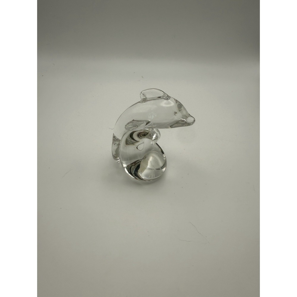 Wedgwood Crystal Dolphin Figurine Hand Made England Glass Paperweight